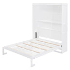 Queen Size Murphy Wall Bed with Two-Layer Cabinet and Mattress Holder