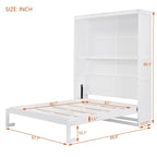 Queen Size Murphy Wall Bed with Two-Layer Cabinet and Mattress Holder