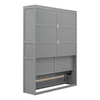 Queen Size Murphy Wall Bed with Two-Layer Cabinet and Mattress Holder