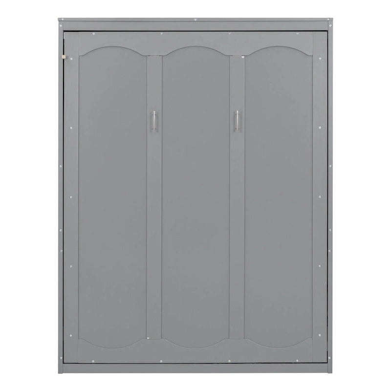 Queen Size Murphy Wall Bed with Two-Layer Cabinet and Mattress Holder