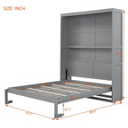 Queen Size Murphy Wall Bed with Two-Layer Cabinet and Mattress Holder