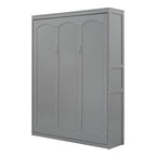 Queen Size Murphy Wall Bed with Two-Layer Cabinet and Mattress Holder