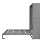 Queen Size Murphy Wall Bed with Two-Layer Cabinet and Mattress Holder