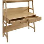 Modern Wood Grain Office Desk with Bookshelf and Drawers