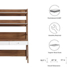 Modern Wood Grain Office Desk with Bookshelf and Drawers