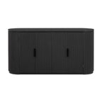 Vertical Striped Door Storage Cabinet with Metal Handles, Adjustable, Suitable for Study, Entryway and Living Room