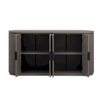 Vertical Striped Door Storage Cabinet with Metal Handles, Adjustable, Suitable for Study, Entryway and Living Room