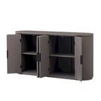 Vertical Striped Door Storage Cabinet with Metal Handles, Adjustable, Suitable for Study, Entryway and Living Room