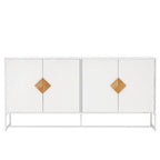 Solid wood square shape handle 2 doors sideboard