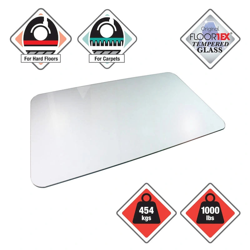 Heavy Duty Glass Chair Mat for Hard Floors & Carpets - 48 x 60