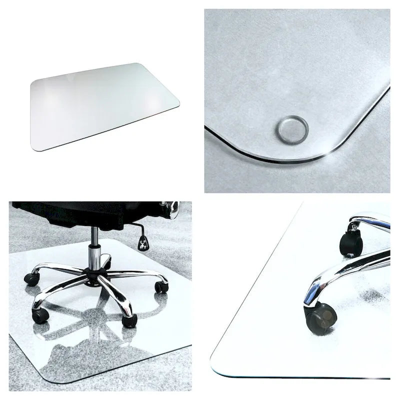 Heavy Duty Glass Chair Mat for Hard Floors & Carpets - 48 x 60