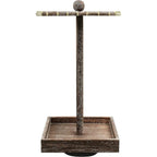 Wooden Rotating Jewelry Display Tower with Necklace Hooks