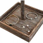 Wooden Rotating Jewelry Display Tower with Necklace Hooks