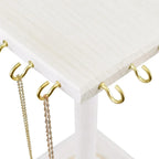 Wooden Rotating Jewelry Display Tower with Necklace Hooks