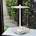 Wooden Rotating Jewelry Display Tower with Necklace Hooks