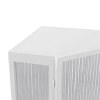 Floor Coner Cabinet, 3 Tiers with Tempered Glass Doors and Storage Shelves