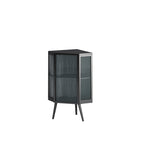 Floor Coner Cabinet, 3 Tiers with Tempered Glass Doors and Storage Shelves