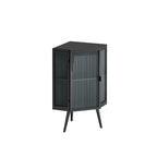 Floor Coner Cabinet, 3 Tiers with Tempered Glass Doors and Storage Shelves