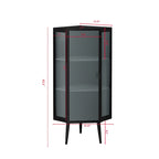 Floor Coner Cabinet, 3 Tiers with Tempered Glass Doors and Storage Shelves