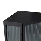 Floor Coner Cabinet, 3 Tiers with Tempered Glass Doors and Storage Shelves