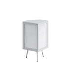 Floor Coner Cabinet, 3 Tiers with Tempered Glass Doors and Storage Shelves