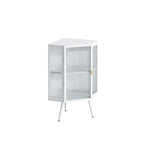 Floor Coner Cabinet, 3 Tiers with Tempered Glass Doors and Storage Shelves