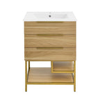 24-Inch Mid-Century Modern Freestanding Bathroom Vanity in Oak