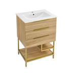 24-Inch Mid-Century Modern Freestanding Bathroom Vanity in Oak