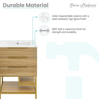 24-Inch Mid-Century Modern Freestanding Bathroom Vanity in Oak