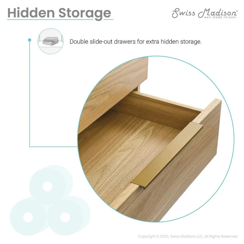 24-Inch Mid-Century Modern Freestanding Bathroom Vanity in Oak