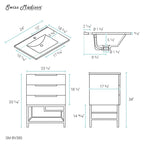 24-Inch Mid-Century Modern Freestanding Bathroom Vanity in Oak