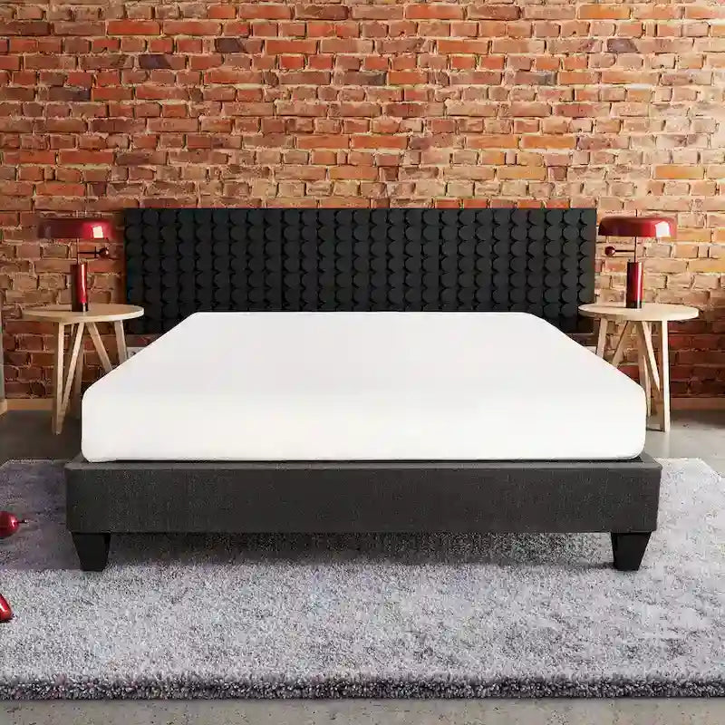 Dark Gray Linen Fabric Upholstered Platform Bed Frame