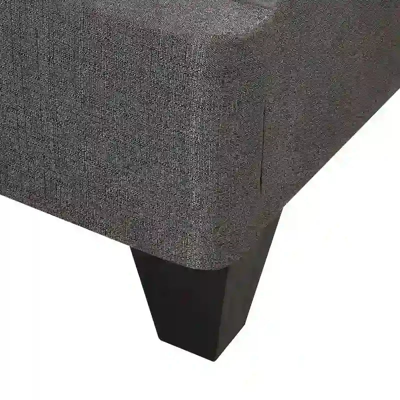 Dark Gray Linen Fabric Upholstered Platform Bed Frame