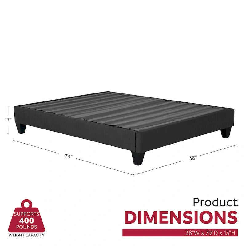 Dark Gray Linen Fabric Upholstered Platform Bed Frame