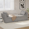 Modern Linen Chaise Lounger Daybed with 2 Storage Drawers Gray