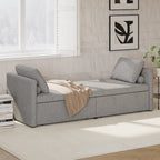 Modern Linen Chaise Lounger Daybed with 2 Storage Drawers Gray