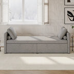 Modern Linen Chaise Lounger Daybed with 2 Storage Drawers Gray