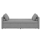 Modern Linen Chaise Lounger Daybed with 2 Storage Drawers Gray