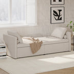 Modern Linen Chaise Lounger Daybed with 2 Storage Drawers Gray