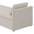 Modern Linen Chaise Lounger Daybed with 2 Storage Drawers Gray