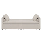 Modern Linen Chaise Lounger Daybed with 2 Storage Drawers Gray