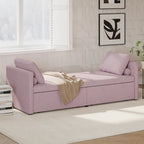 Modern Linen Chaise Lounger Daybed with 2 Storage Drawers Gray