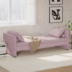 Modern Linen Chaise Lounger Daybed with 2 Storage Drawers Gray