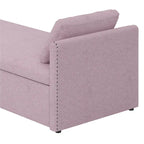 Modern Linen Chaise Lounger Daybed with 2 Storage Drawers Gray