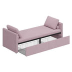 Modern Linen Chaise Lounger Daybed with 2 Storage Drawers Gray