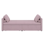 Modern Linen Chaise Lounger Daybed with 2 Storage Drawers Gray