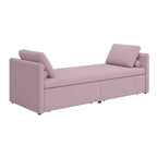 Modern Linen Chaise Lounger Daybed with 2 Storage Drawers Gray