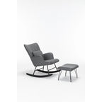 Rocking Chair, Glider Chair, Rocking Accent Chair with Lumbar Pillow and Ottoman for Nursery/Living Room/Bedroom