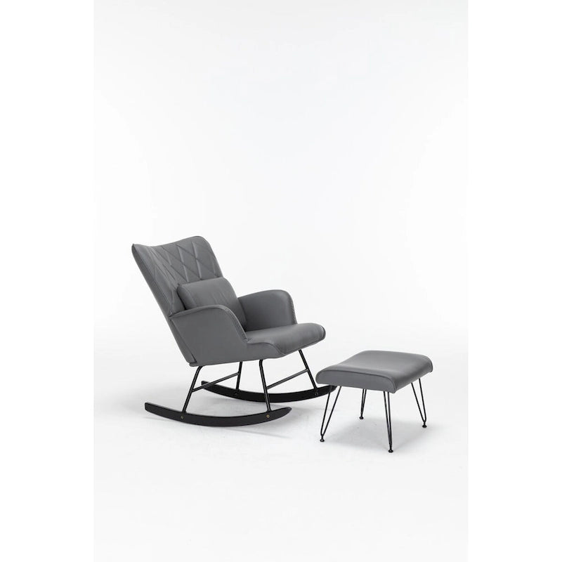 Rocking Chair, Glider Chair, Rocking Accent Chair with Lumbar Pillow and Ottoman for Nursery/Living Room/Bedroom