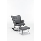 Rocking Chair, Glider Chair, Rocking Accent Chair with Lumbar Pillow and Ottoman for Nursery/Living Room/Bedroom
